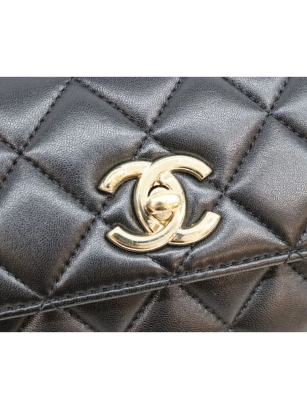 Chanel Black Lamb Gold Trendy CC Mini Top Handle Flap