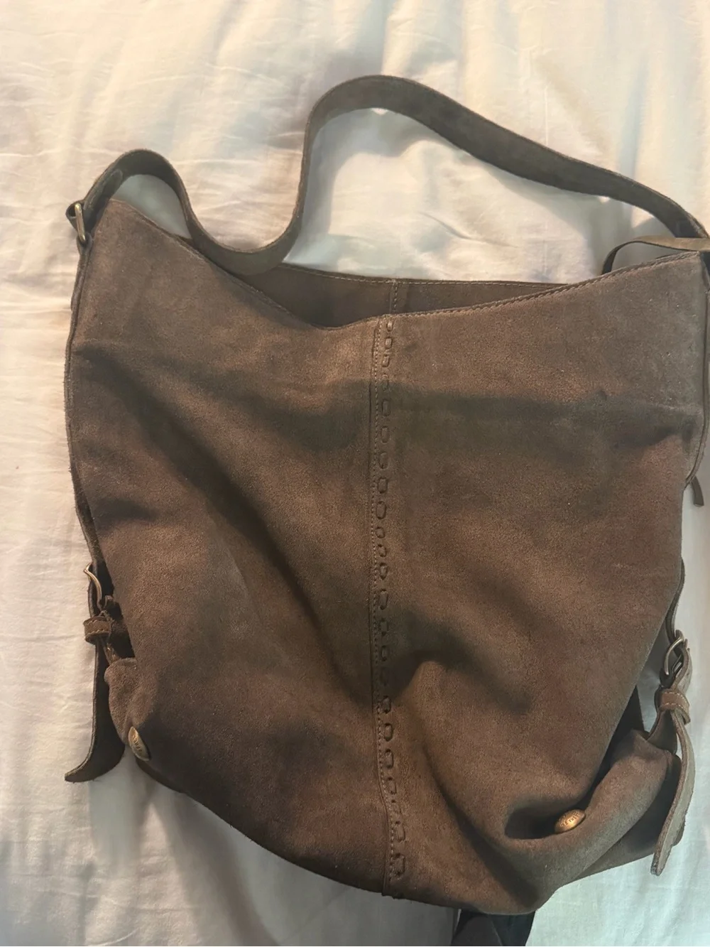 Free People Brown Suede Shoulder Bag  Dallas distressed suede bag
