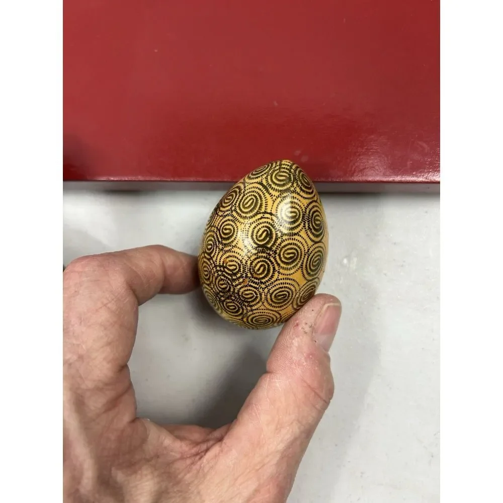 Matching Set Of 2‎ Lacquer Easter Egg Russian 1970s Wooden One Opens Trinket Box