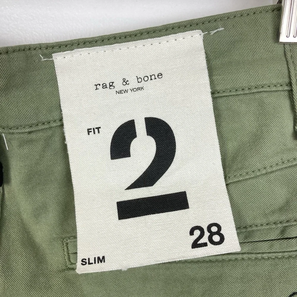 Rag & Bone New York Pale Army Fit 2 Stretch Twill Chino Mens Pants 28 Slim NEW