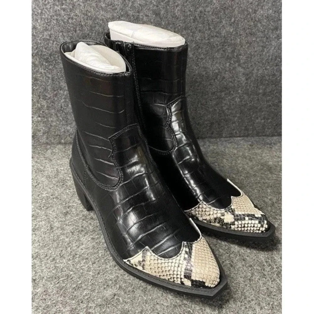 OPEN EDIT Exclusive Kiara Western Bootie Women's Size US 7.5 M Black Croco