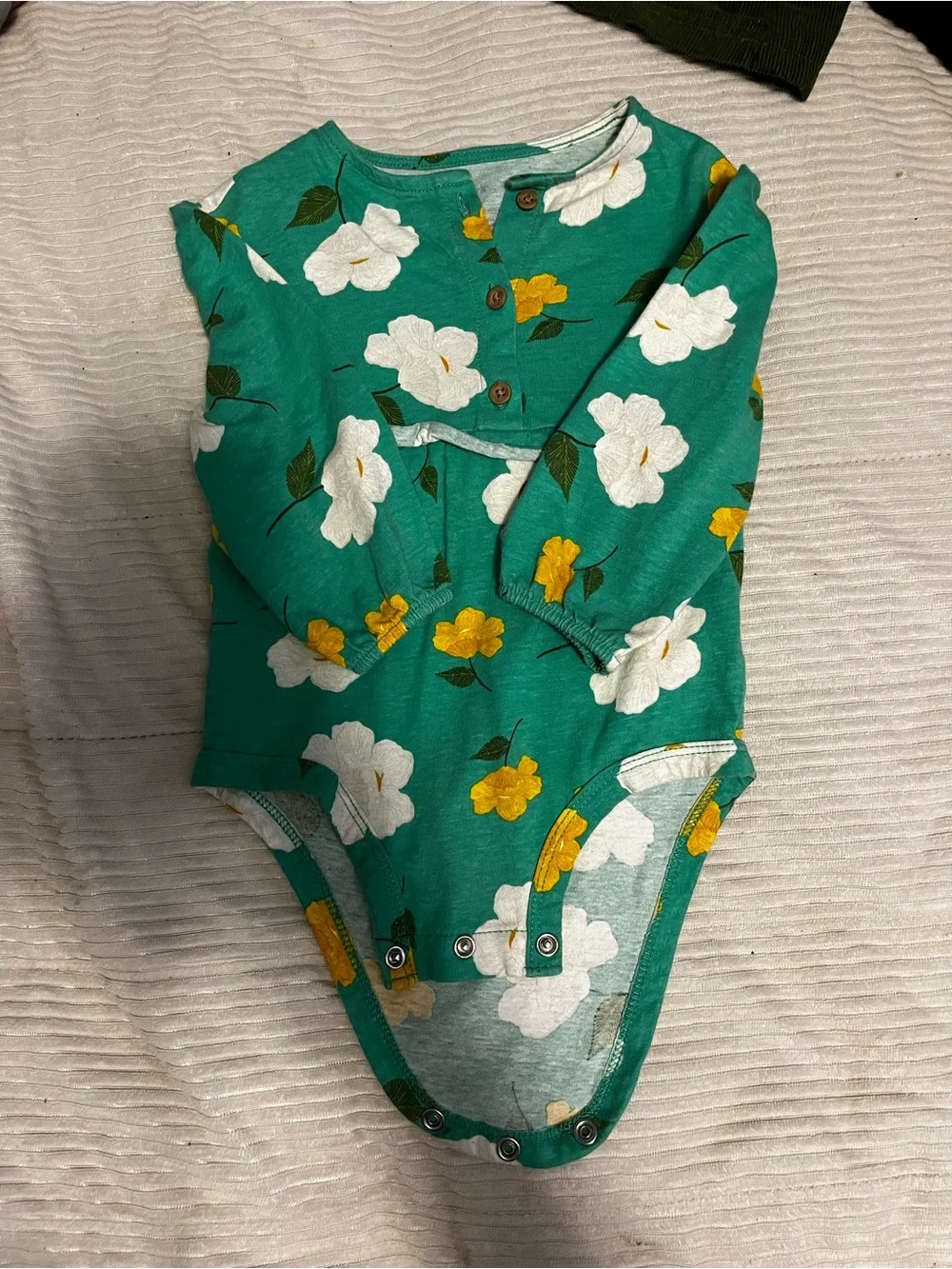 Carter's Teal Floral Long-Sleeve Baby Bodysuit