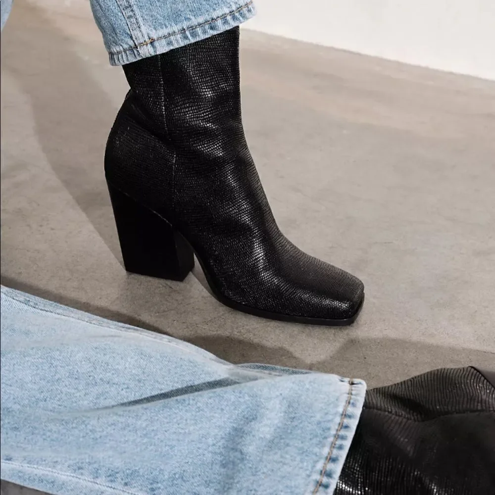 Free People Skylar Square Toe Ankle Boot US 8