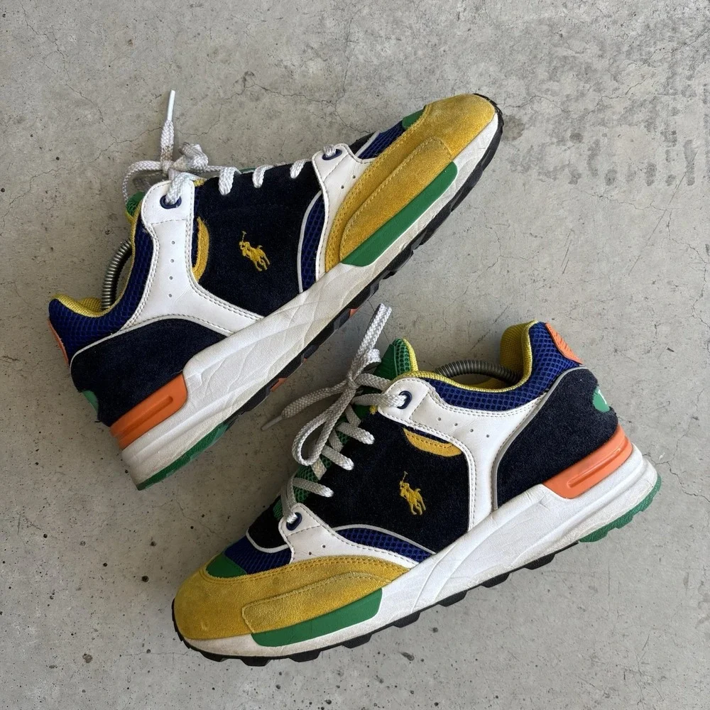 Polo Ralph Lauren Jogger Colorblock Suede/Mesh Sneaker Shoes Men's Size 10.5