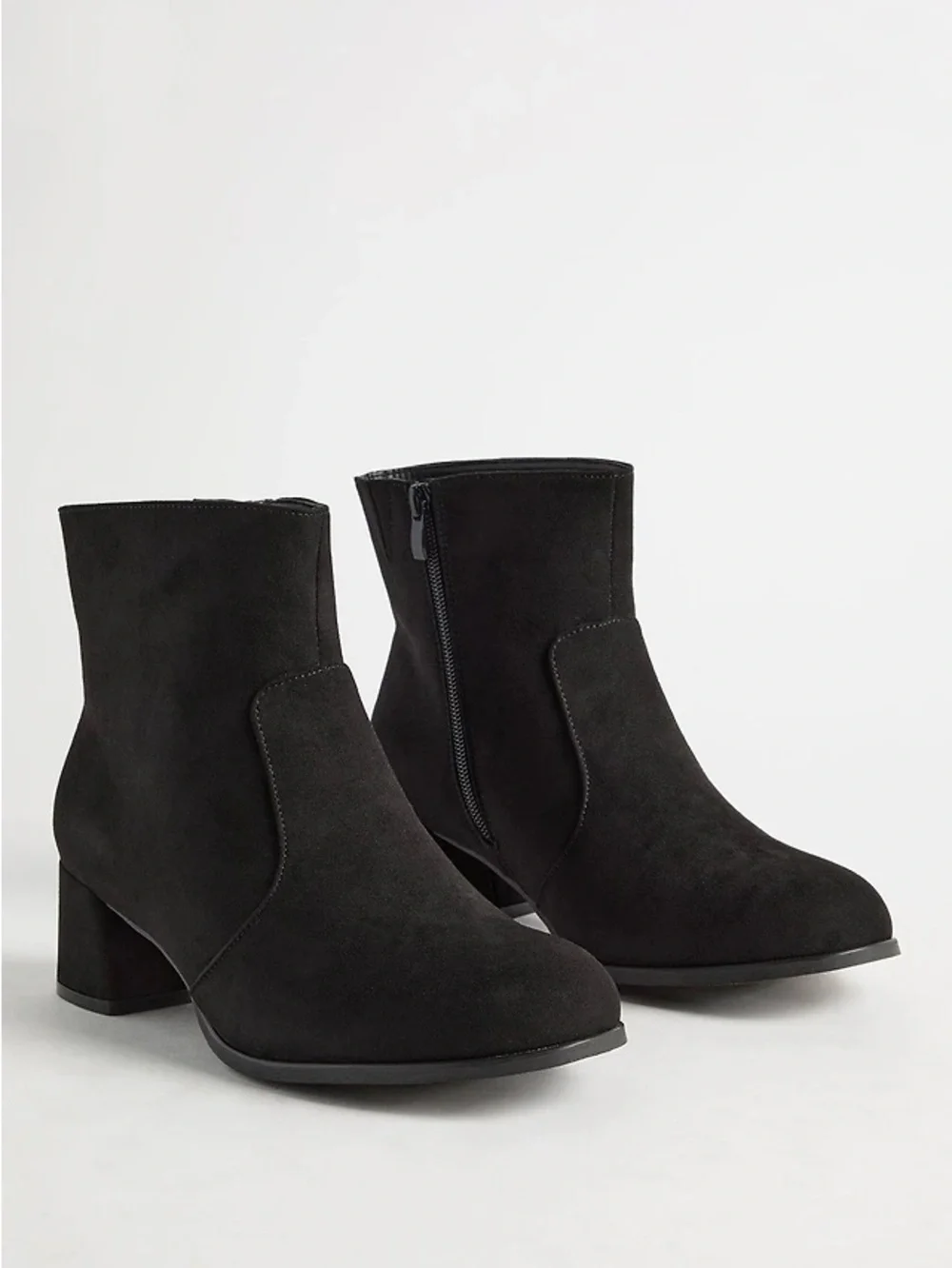 Torrid Classic Black Suede Ankle Boots with Block Heel 6.5WW
