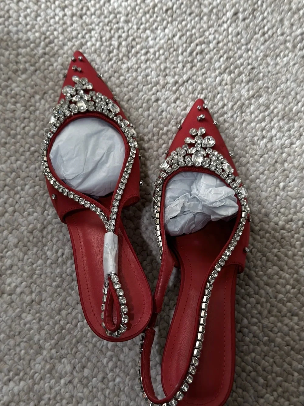 A Classy Chic Boutique Red Crystal-Embellished Slingback Pump