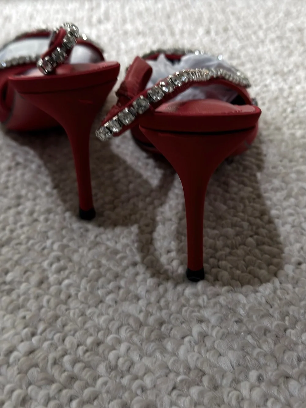 A Classy Chic Boutique Red Crystal-Embellished Slingback Pump
