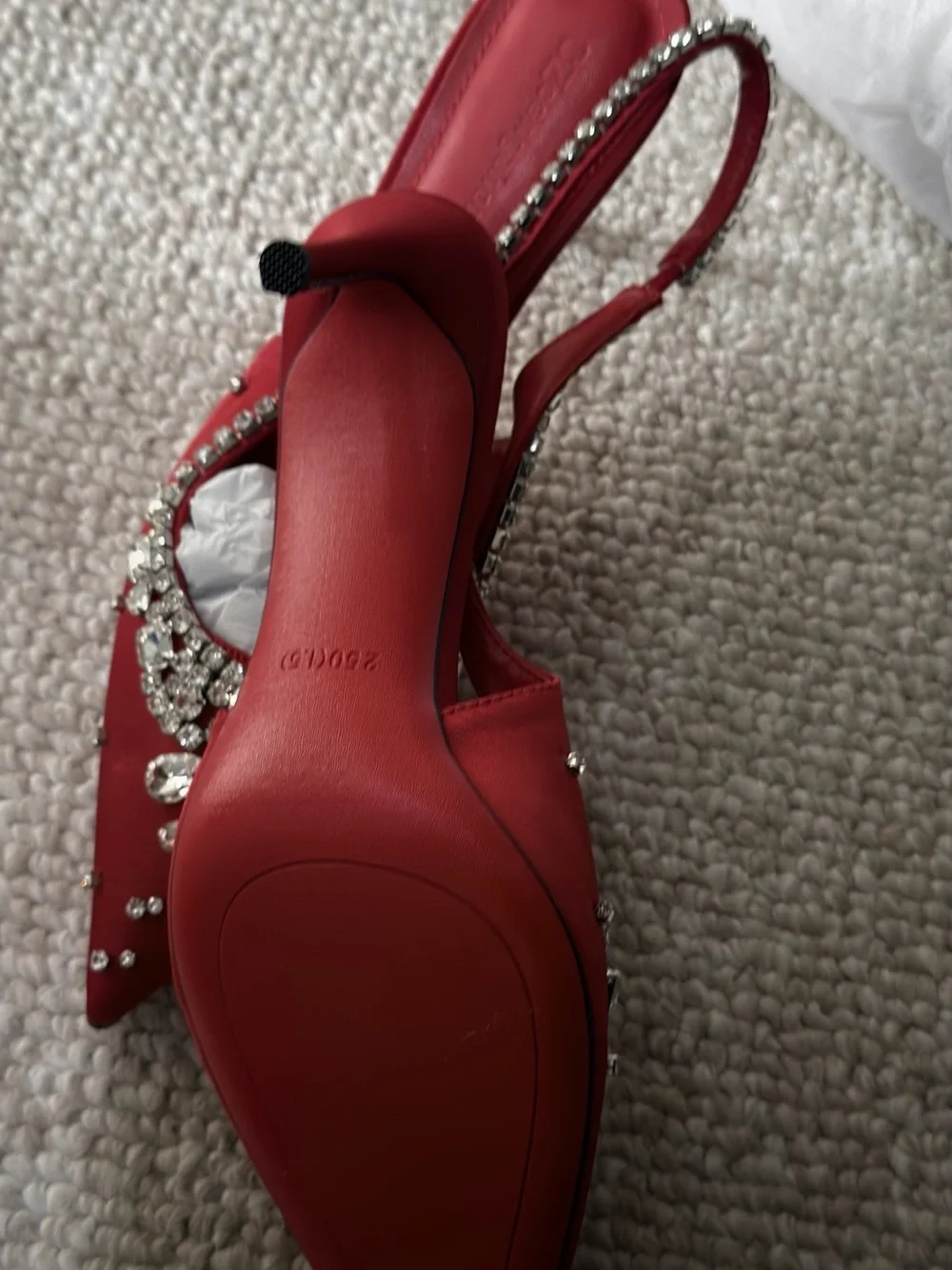 A Classy Chic Boutique Red Crystal-Embellished Slingback Pump