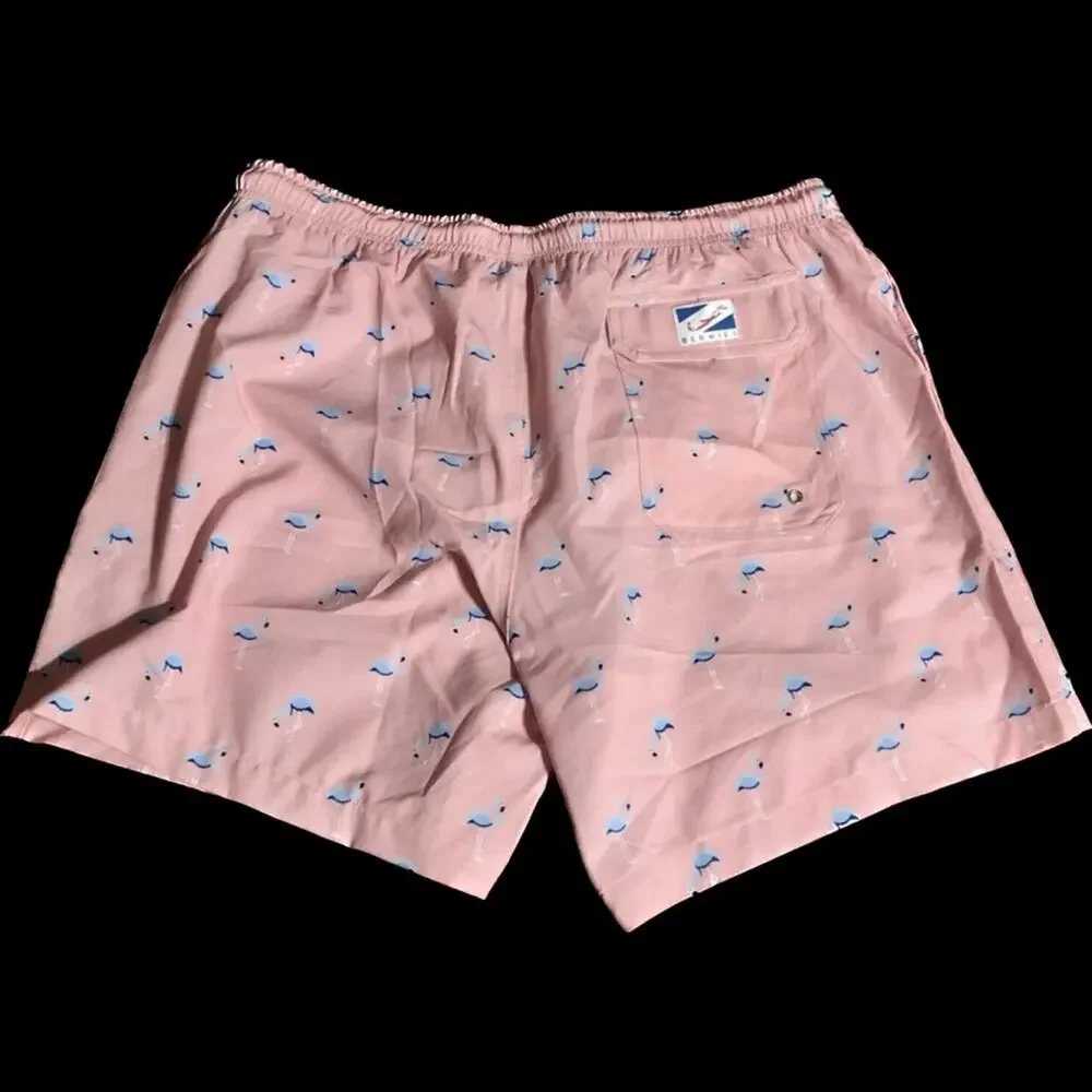 Bermies Swim Trunks Swim Shorts Pink Flamingo