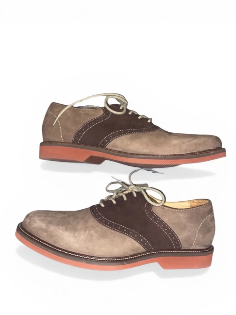 COPY - 1901 Mens oxford ‘Saddle up’ in color sand/chocolate brown, size 8 m