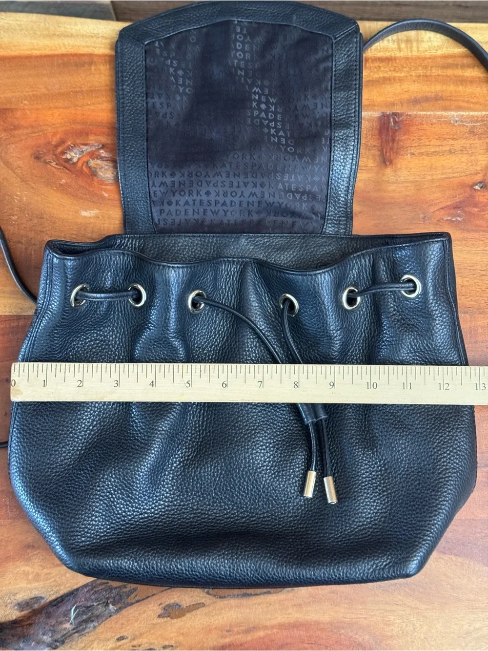 Kate Spade Mulberry Street Breezy Backpack Black Pebbled Leather Gold Logo Bag