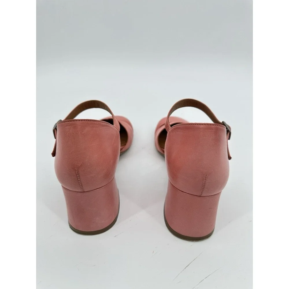 Miz Mooz Coral Pink Leather Mary Jane Block Heel Shoes EU 40 Boho Comfort Retro