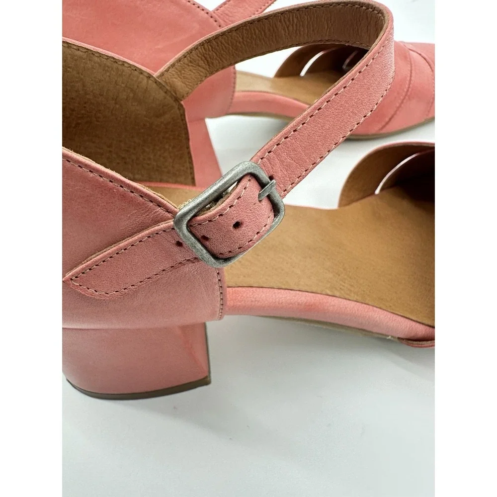 Miz Mooz Coral Pink Leather Mary Jane Block Heel Shoes EU 40 Boho Comfort Retro