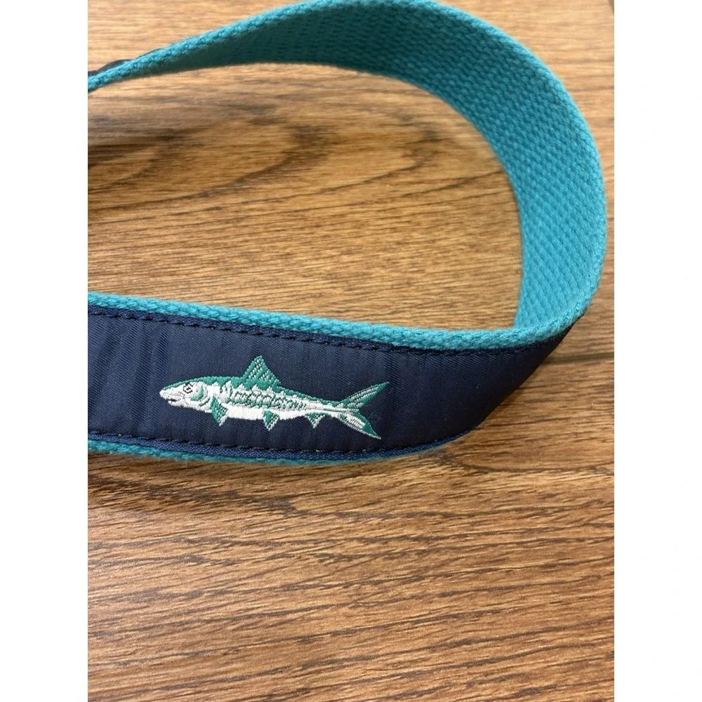 Leather Man Ltd. Blue Green Top Grain Leather Belt Sze 24 Fishing Fish Youth Boy