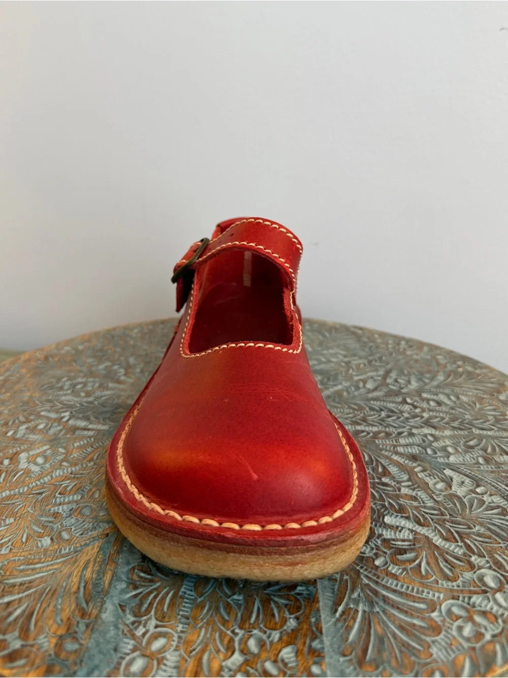 Duckfeet HIMMERLAND GRANATE Red Leather Mary Janes Size 39