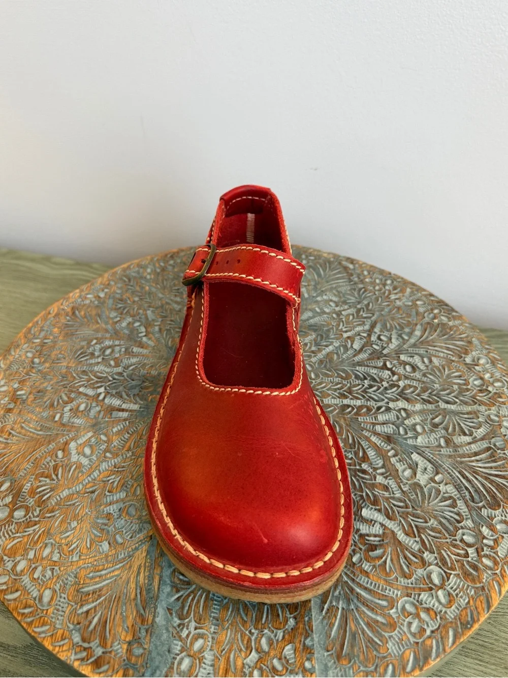 Duckfeet HIMMERLAND GRANATE Red Leather Mary Janes Size 39