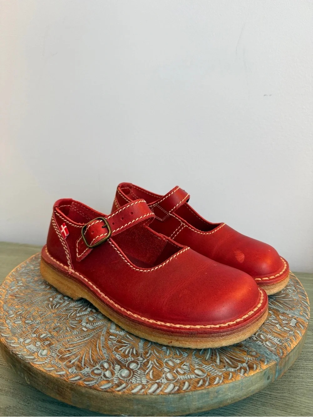 Duckfeet HIMMERLAND GRANATE Red Leather Mary Janes Size 39