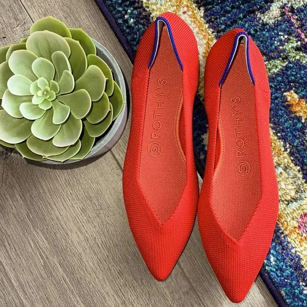 Rothys the point flame red size 9 woman’s flat sh…