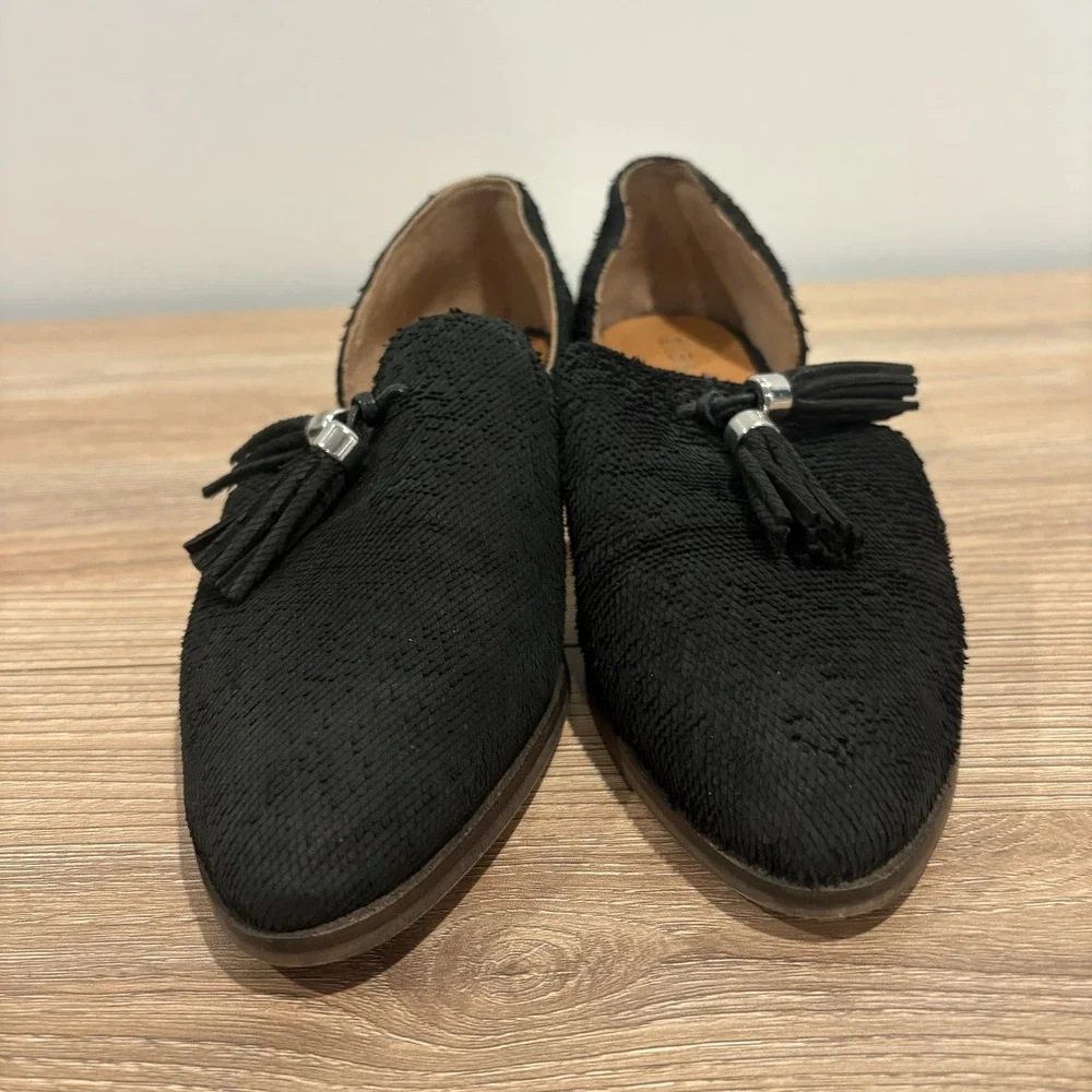 Diba True Neat Freak Women's Loafers Tassel Flats Size 7 Leather Upper Black