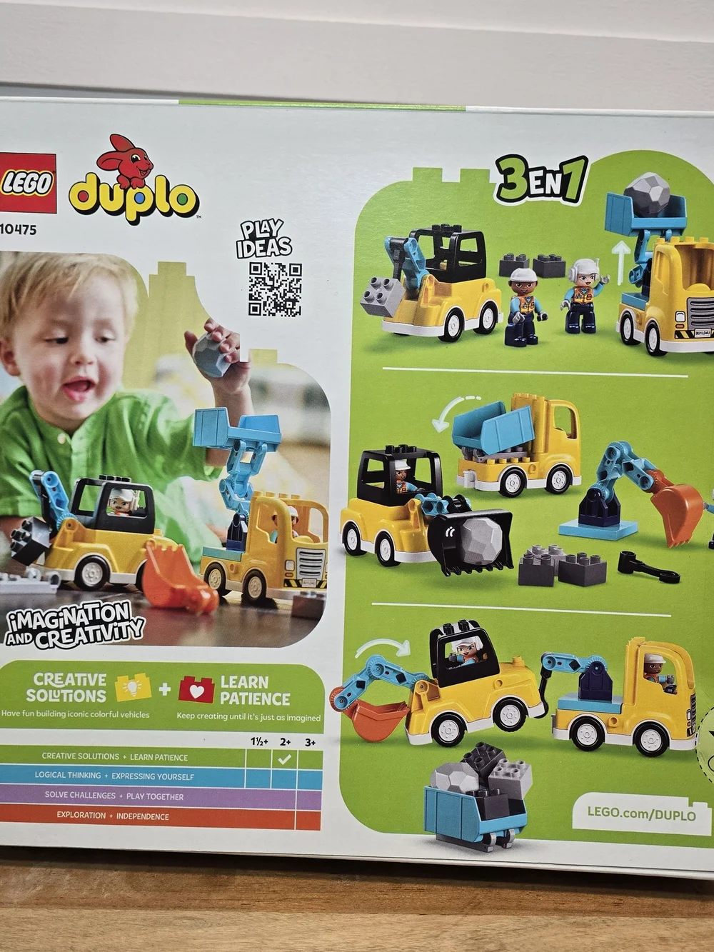 LEGO DUPLO 3-in-1 Construction Vehicles - Yellow & Blue 2+ Activity Toy