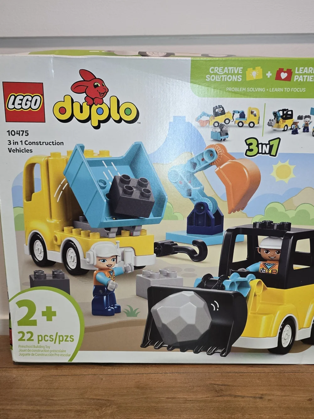LEGO DUPLO 3-in-1 Construction Vehicles - Yellow & Blue 2+ Activity Toy