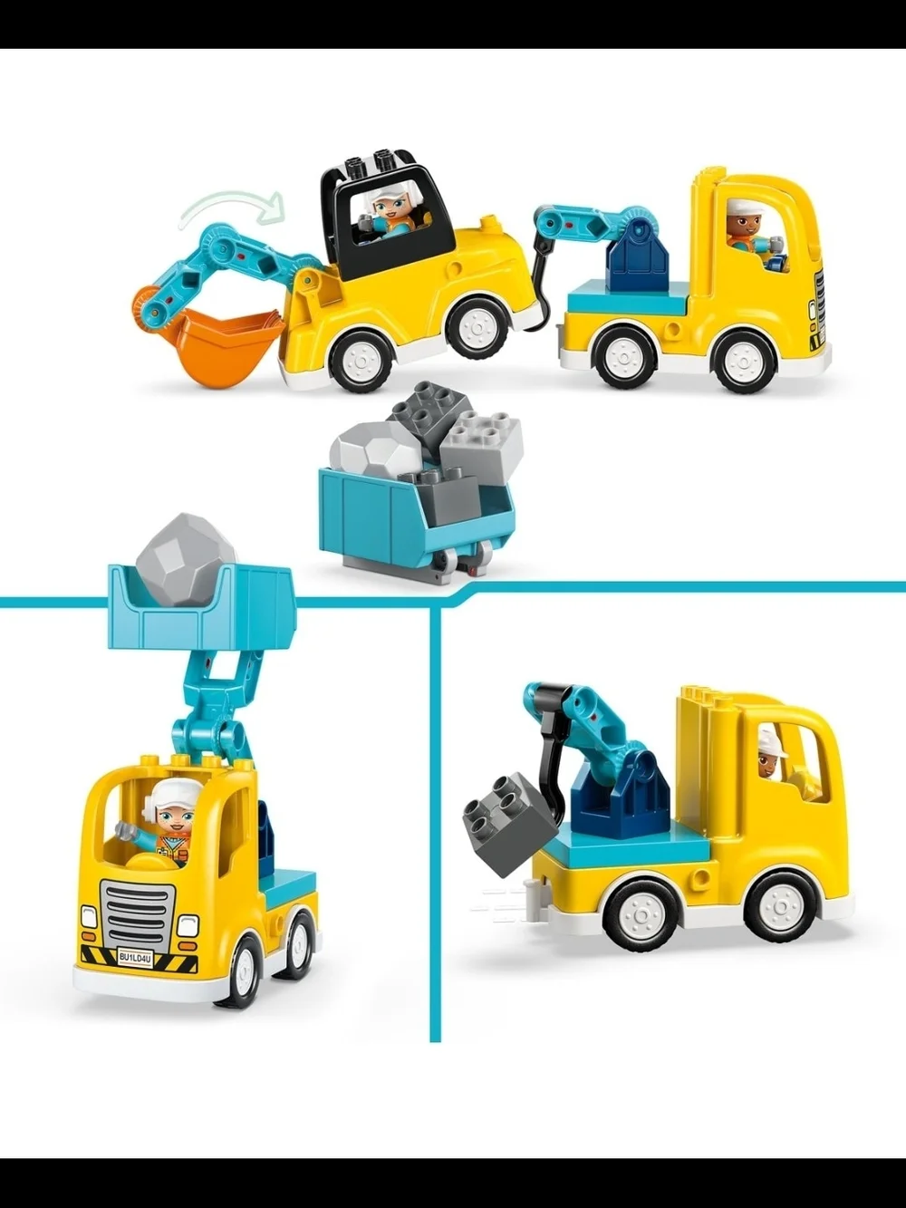 LEGO DUPLO 3-in-1 Construction Vehicles - Yellow & Blue 2+ Activity Toy