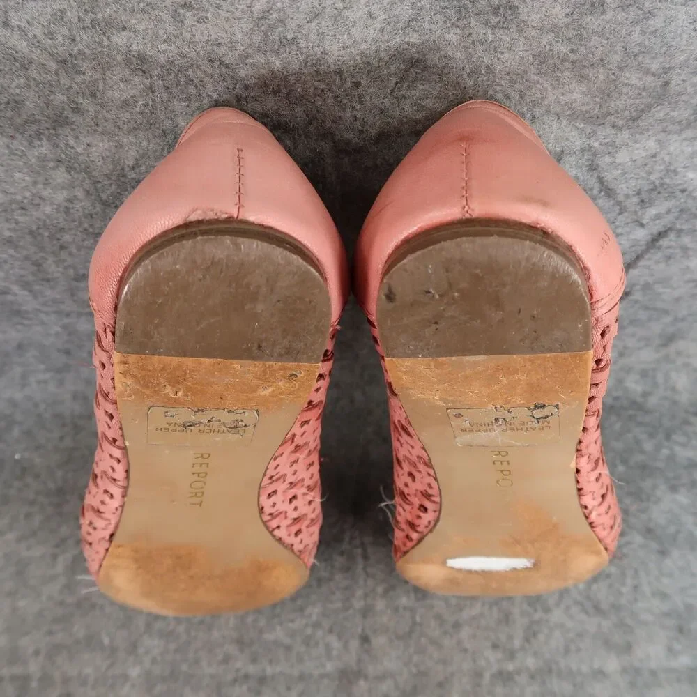 Report Shoes Womens 7 Flats Slip On Woven Peep Toe Ruffle Embellished Fashion
