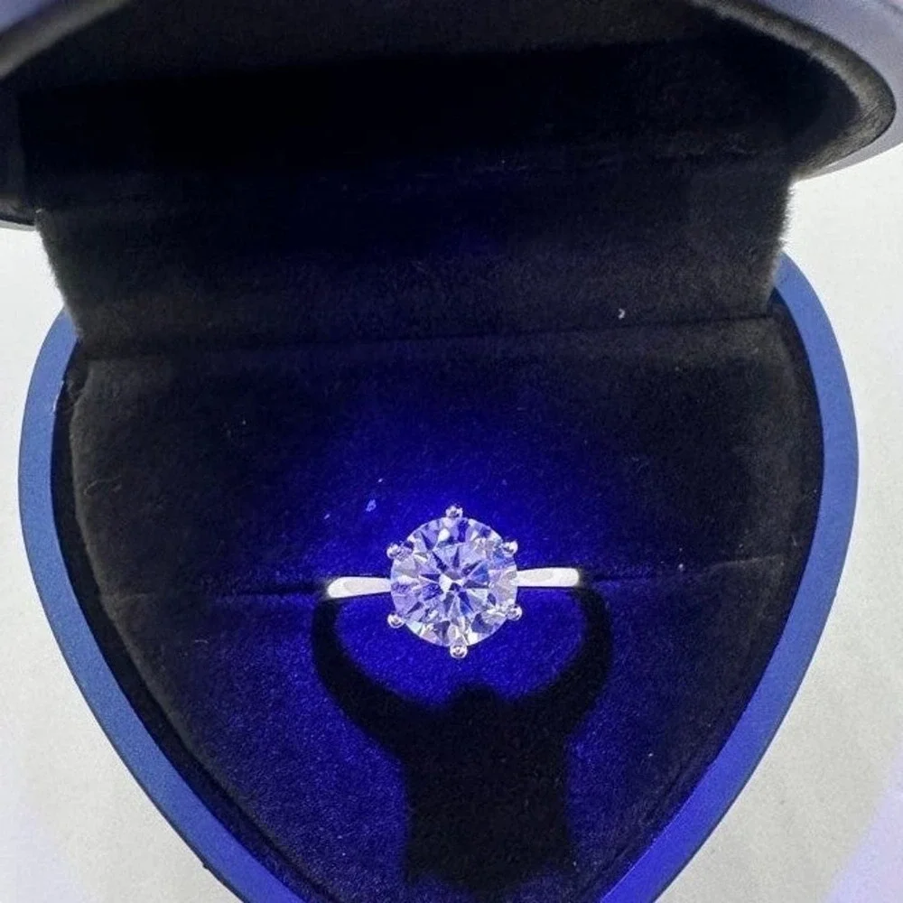 Moissanite Diamond Engagement Ring 6 Prong Wedding GRA 925 2 Ct Size 9