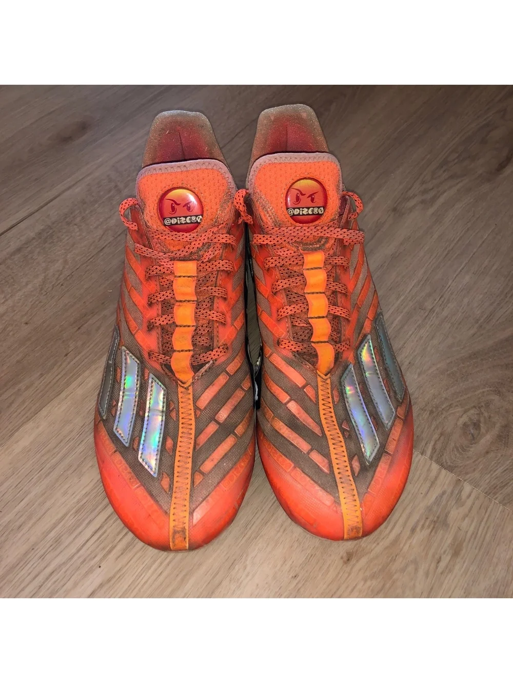 ADIDAS ADIZERO TEAM SOLAR ORANGE RED BIG MOOD EMOJI FOOTBALL CLEATS MENS SIZE 12
