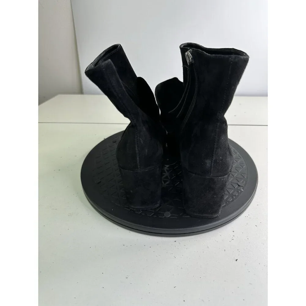 Rebecca Minkoff Black Suede Knotted Ankle Boots Block Heel Sz 9M