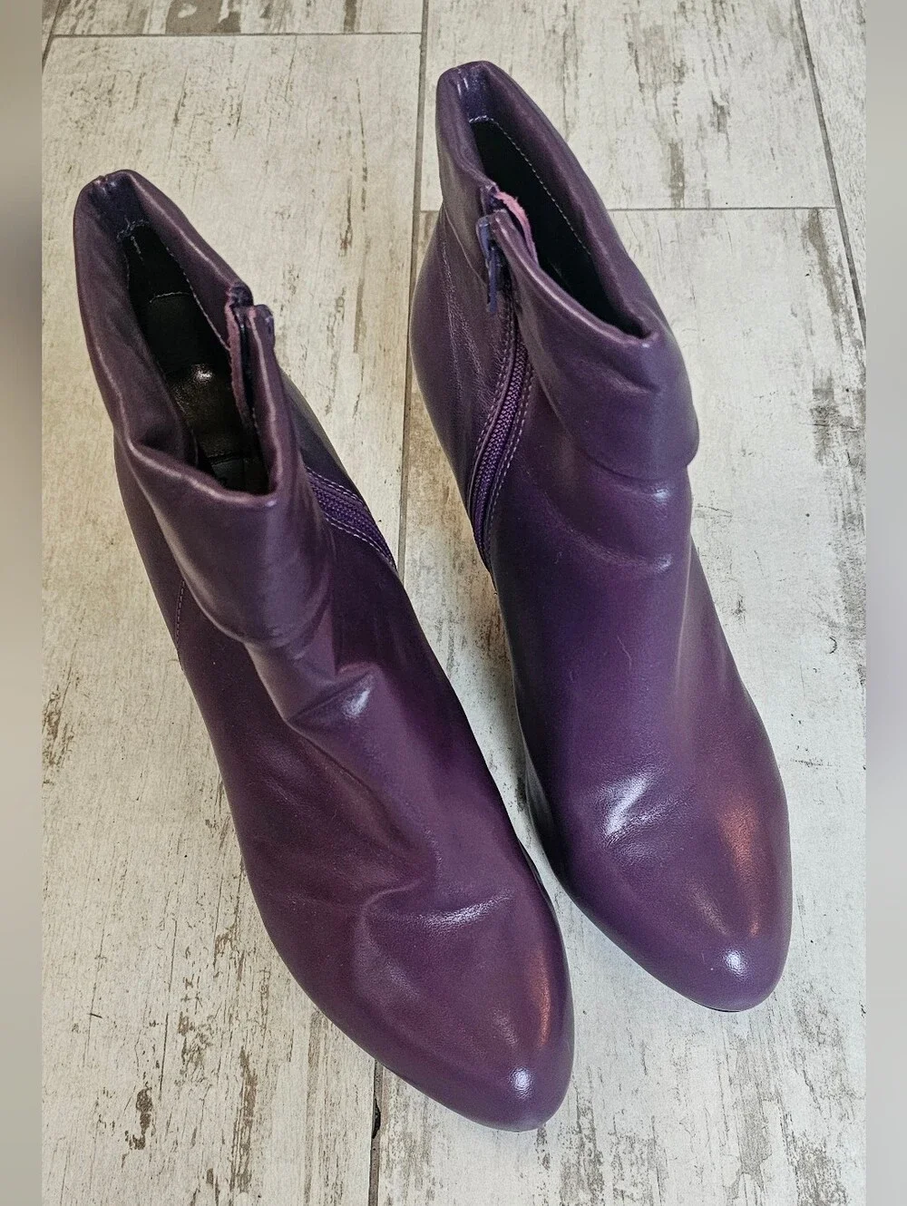 Steve Madden Purple Leather Women's Ankle Boots - Sleek Pointed Toe 80's - 10