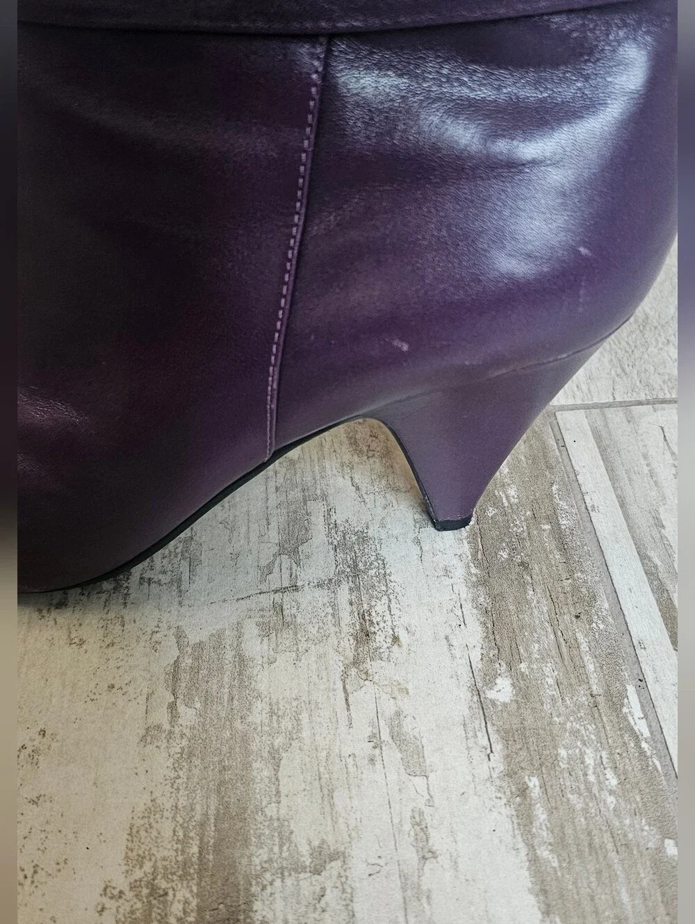 Steve Madden Purple Leather Women's Ankle Boots - Sleek Pointed Toe 80's - 10