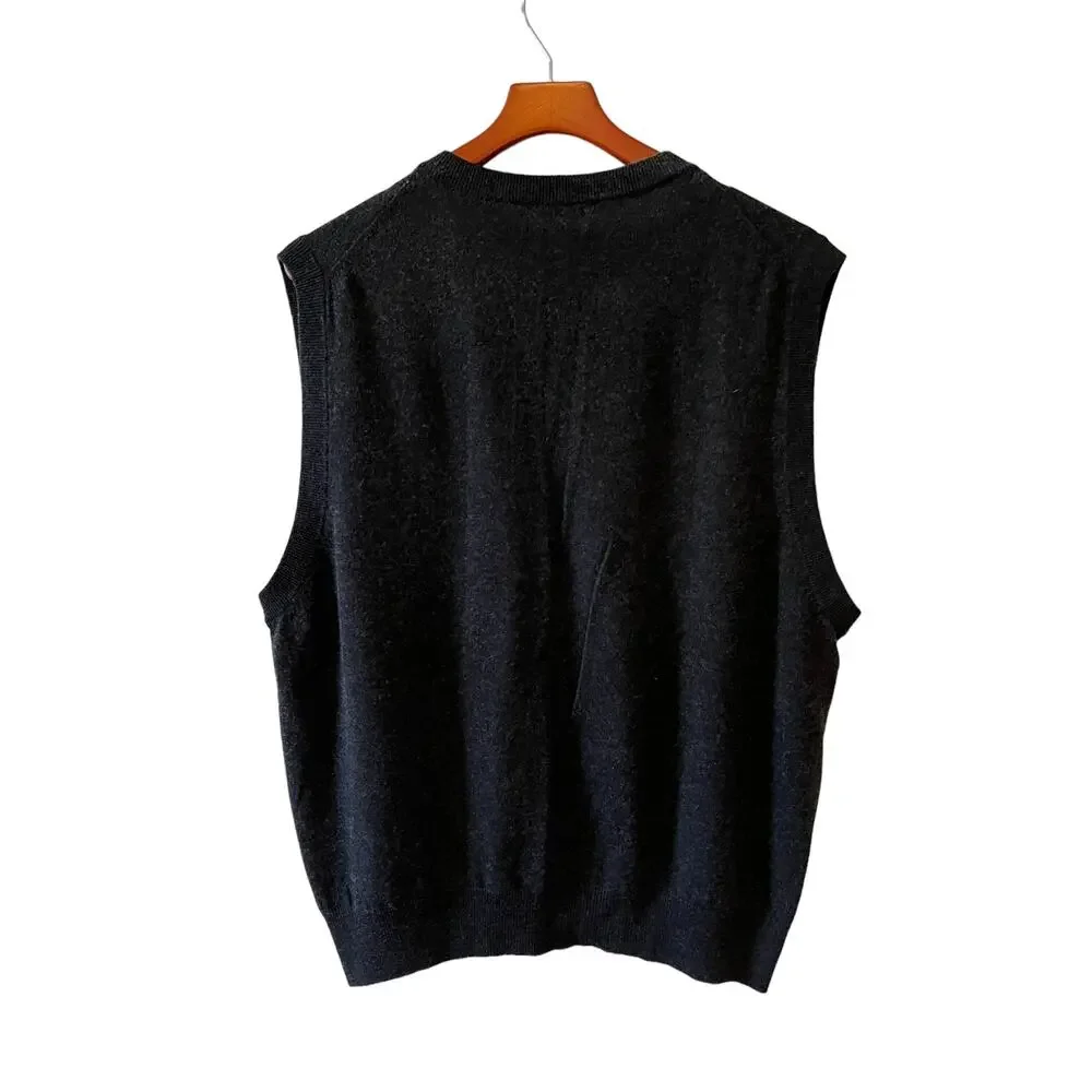 Allen Solly Merino Wool Silk Cashmere Sweater Vest Charcoal Gray XL