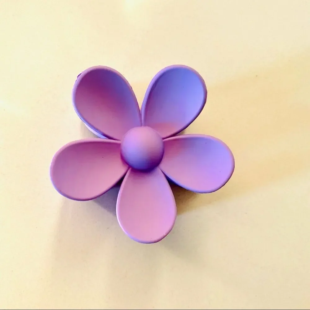 NEW FREE PEOPLE Hot Purple Neon Daisy Flower Claw Clip Hair Retro Oversized Updo