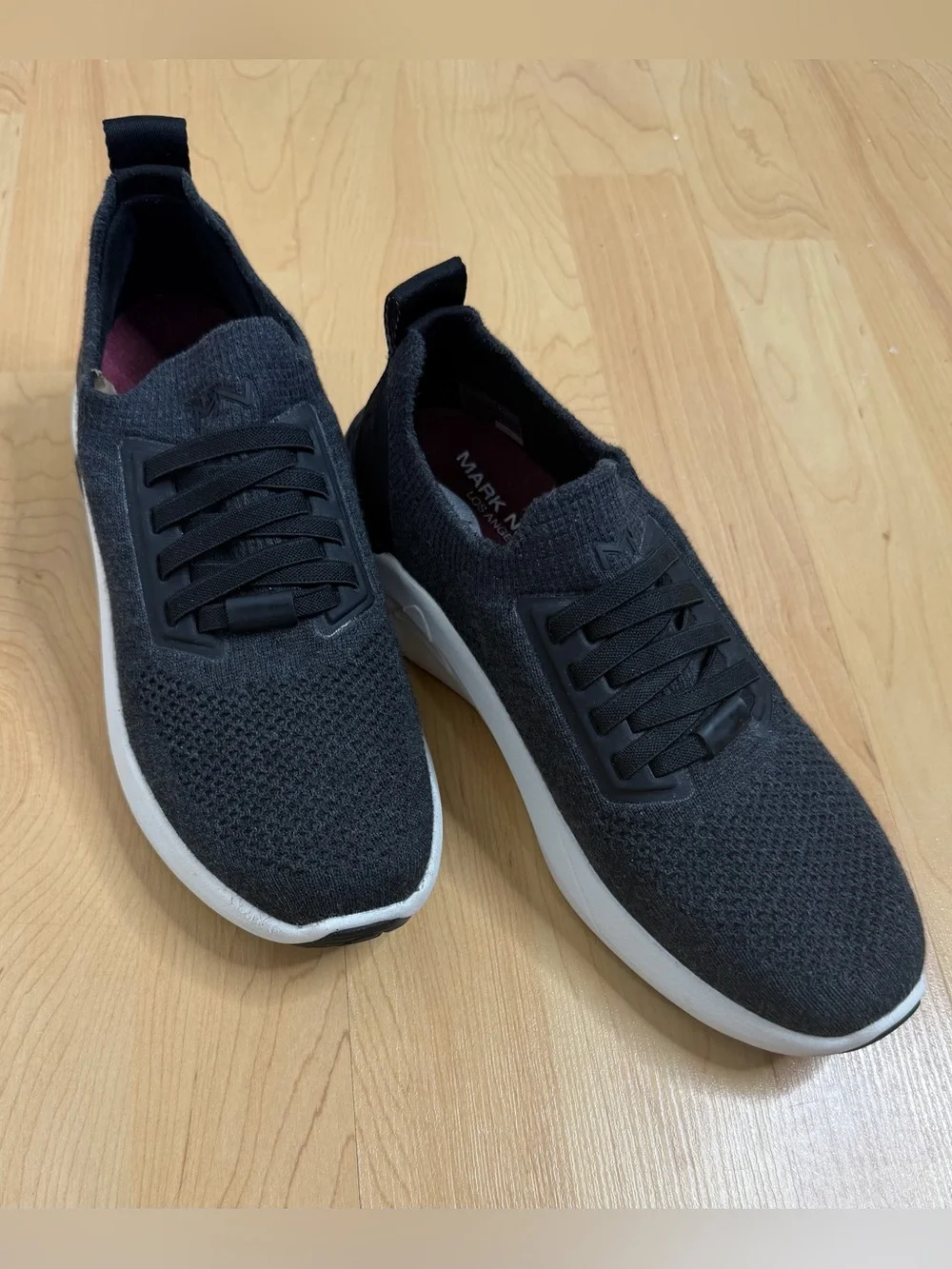 Mark Nason Charcoal Knit Slip-On Sneakers with White Midsole