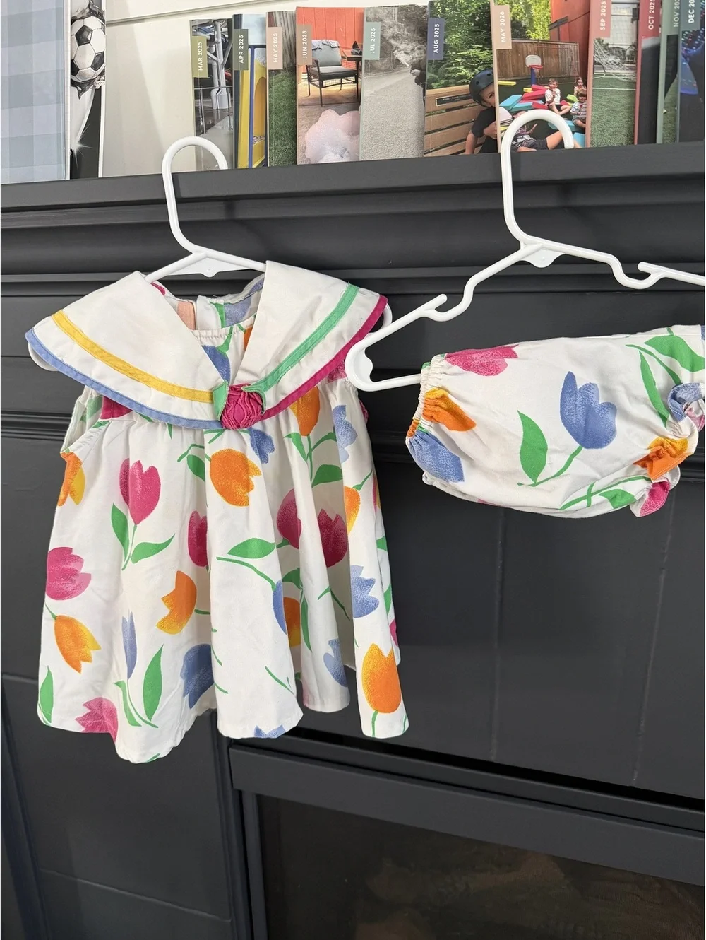 Vintage toddler girls set tulips 2y