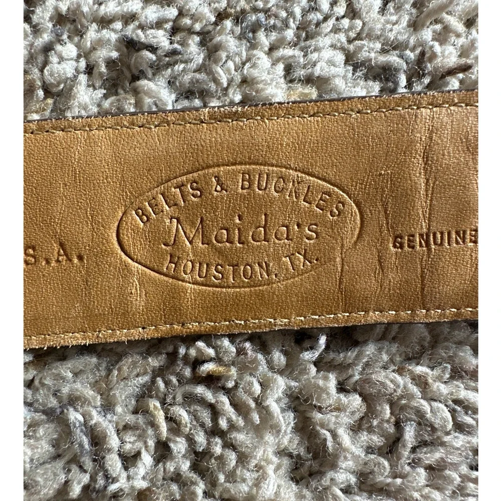Maida's Houston Texas Crocodile Belt Made in USA Size 32 no buckle brown