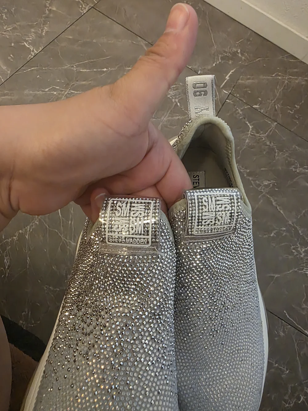 Steve Madden Silver Glitter Slip-On Sneakers