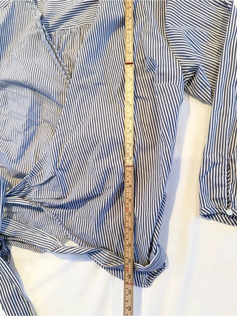 J. Crew Blue White Striped Cotton Wrap Top Womens XL Coastal