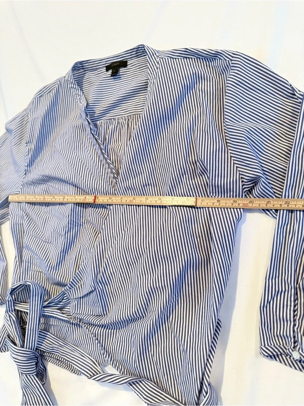J. Crew Blue White Striped Cotton Wrap Top Womens XL Coastal