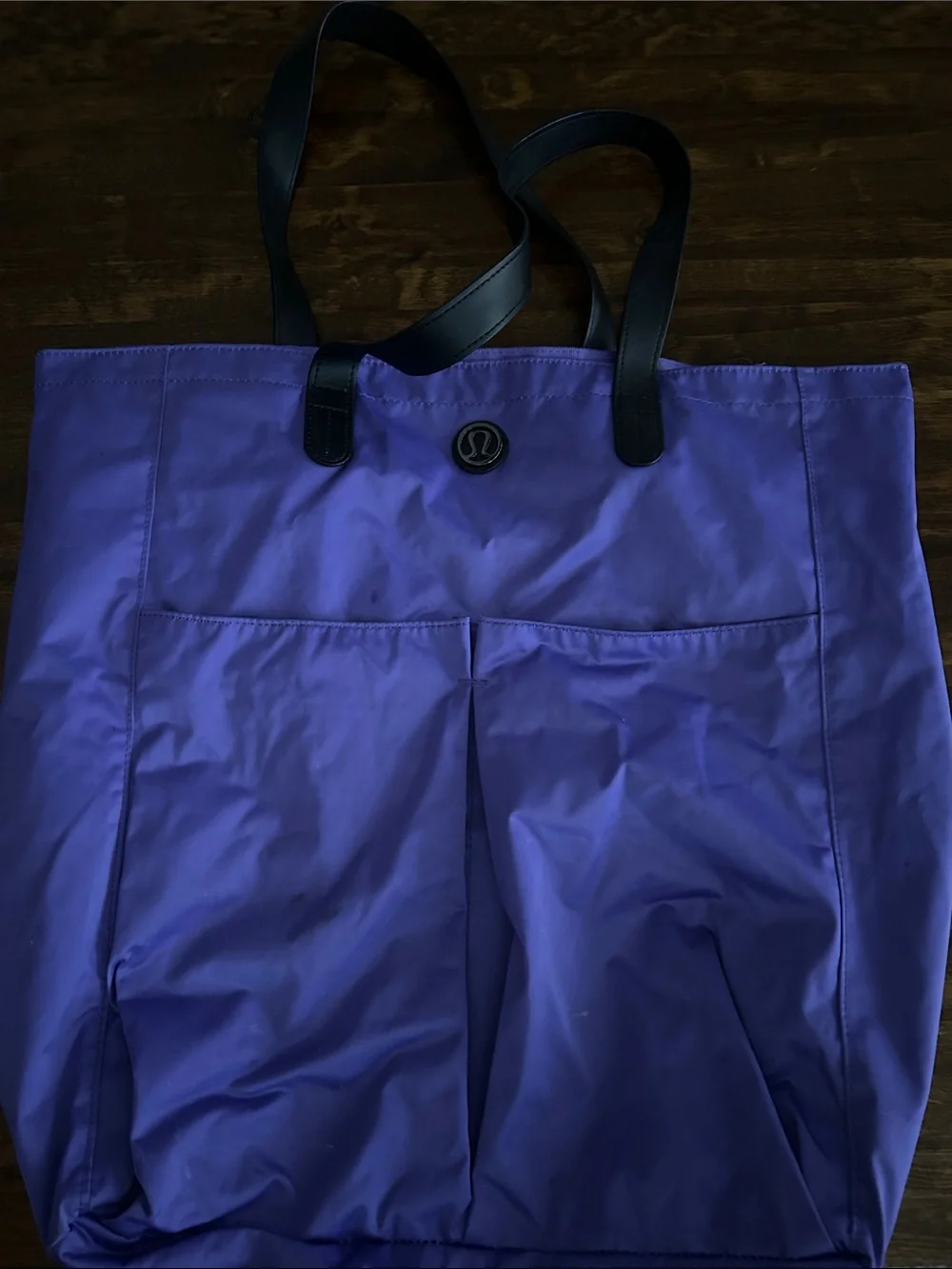 lululemon athletica Purple Nylon Tote Shoulder Bag with Black Handles