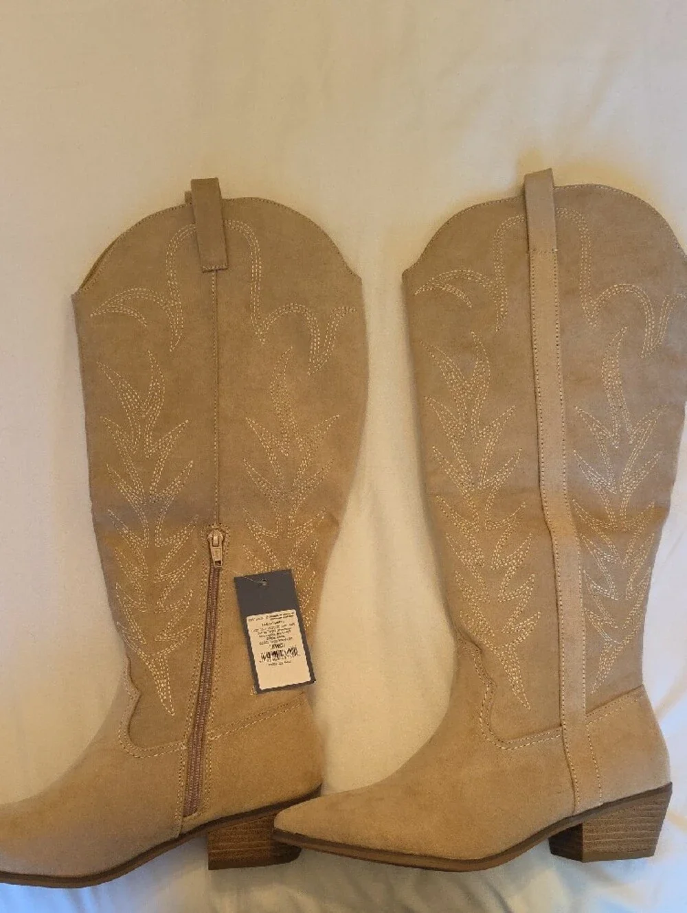 Target Women's Over-the-Knee Suede Western Boots in Light Tan Wide Calf