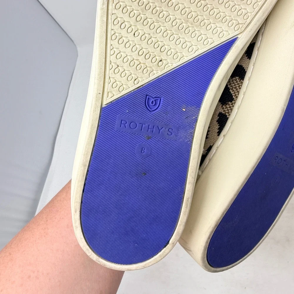 Rothy's The Sneaker Leopard Tan Size 8 Slip On Animal Print Sustainable Casual