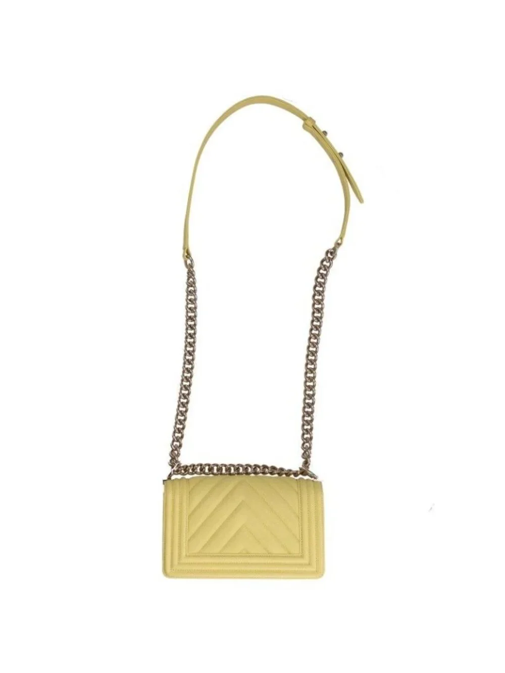 Chanel Boy 20 Chez Blanc Caviar Leather Chain Shoulder Bag 20