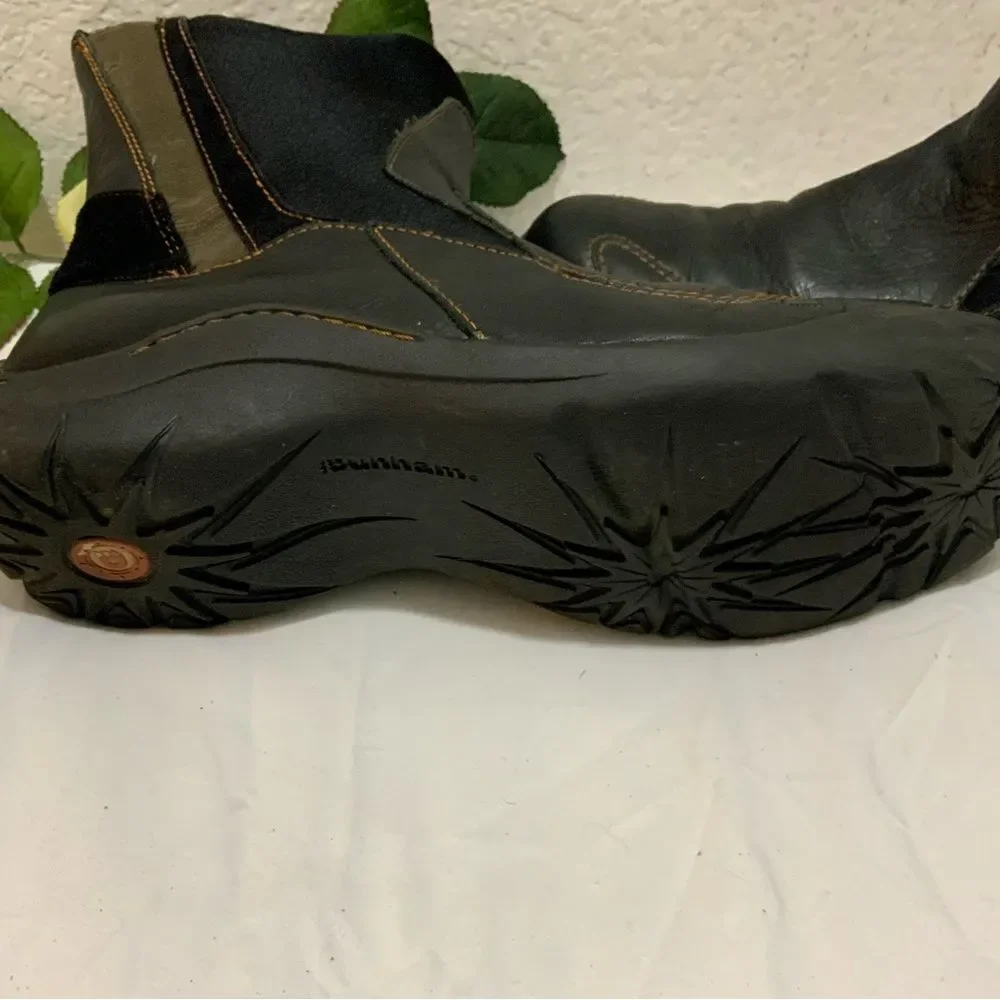 Dunham Black Leather Casual Pull On Driving Boots Shoes Women's 10 B