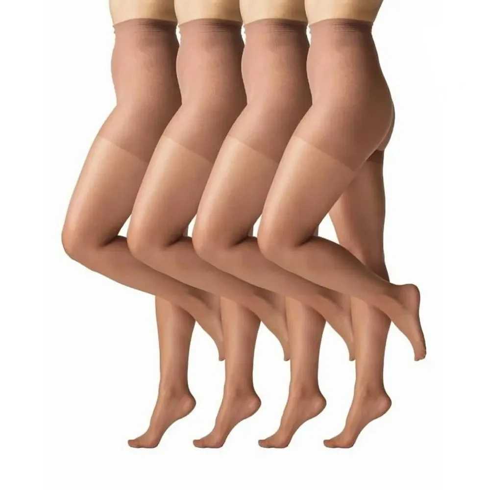 Silk Impressions 20 Denier Sheer Tights and Control Top Pantyhose 2, 4-Packs L