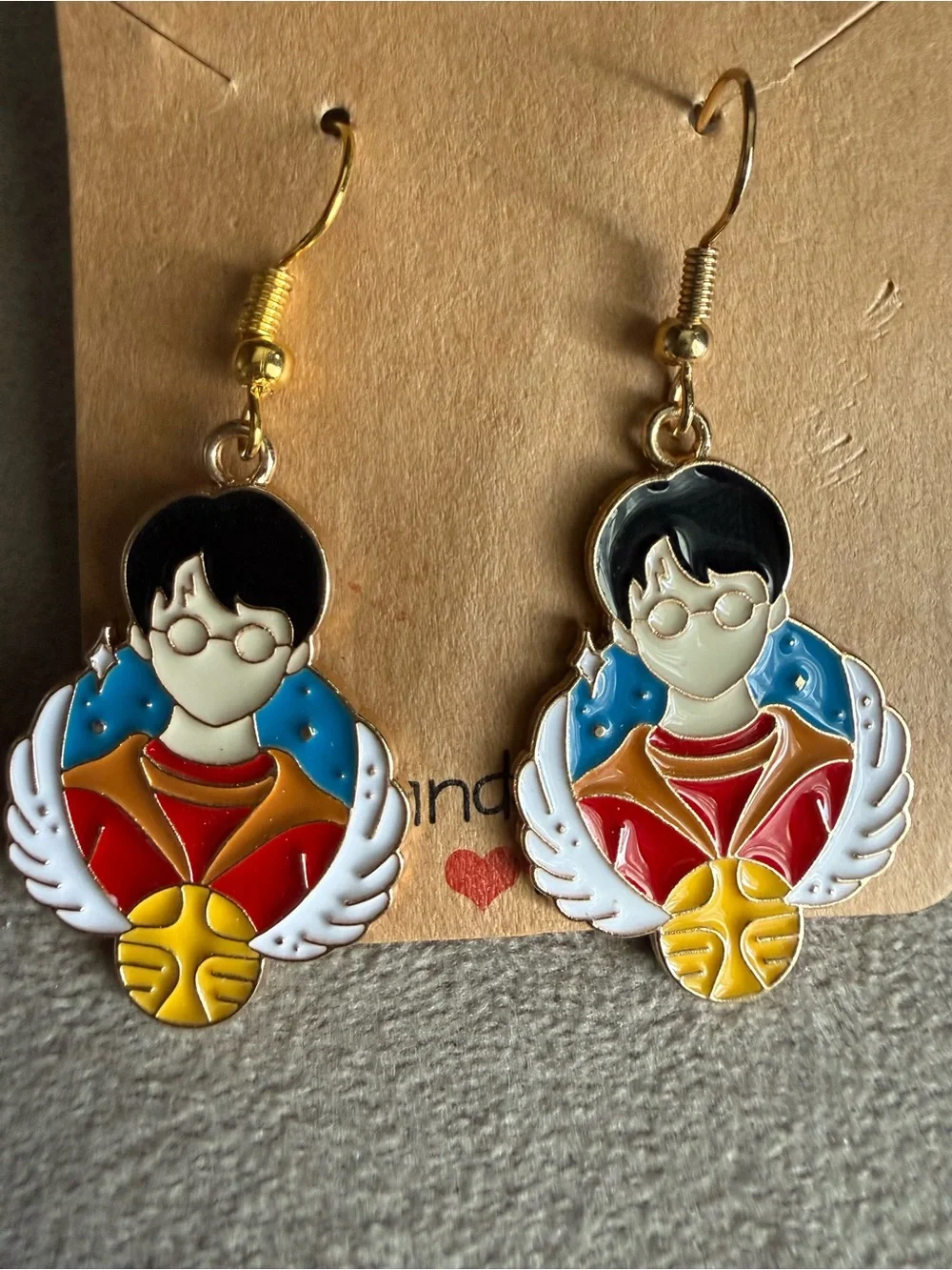 Kids Multicolor Enamel Wizard-Themed Drop Earrings