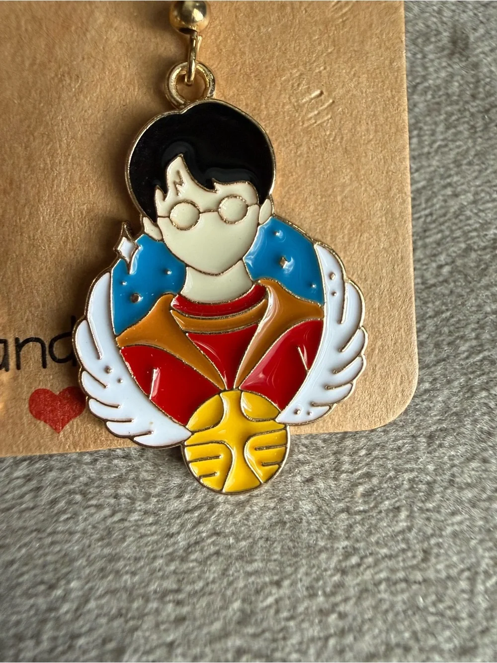Kids Multicolor Enamel Wizard-Themed Drop Earrings