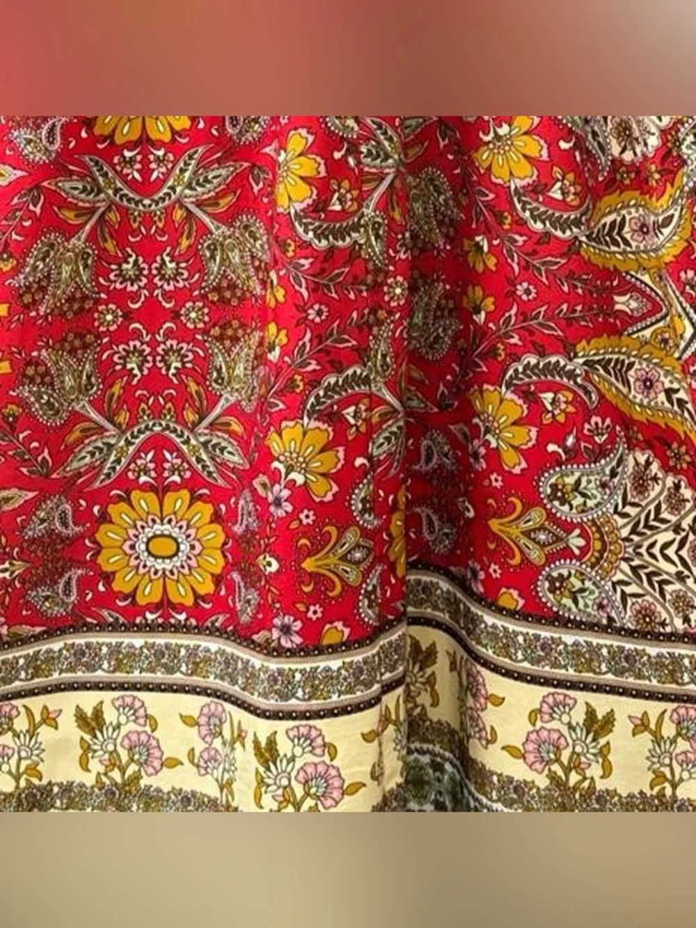 🎁5 FOR $50 SALE🎁 Festival Vibe Boho Paisley & floral Print Maxi Skirt