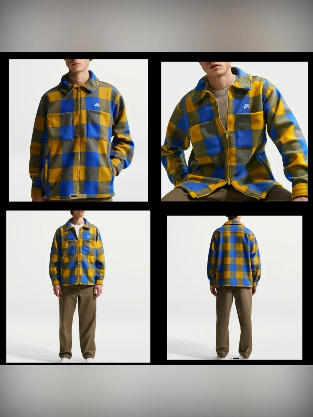 Nike SB Essential Skate Shirt Jacket Plaid men’s size NEW!